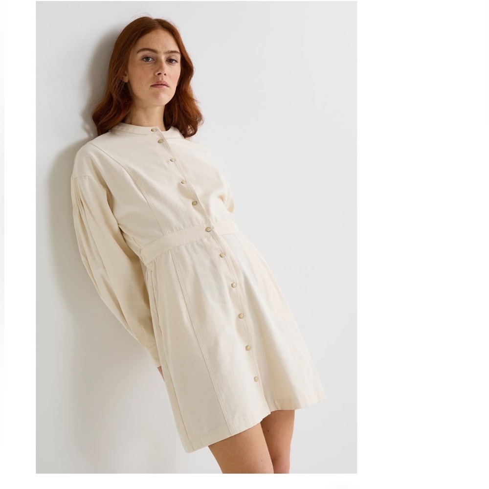 Off white long sleeve Button-Up Dress